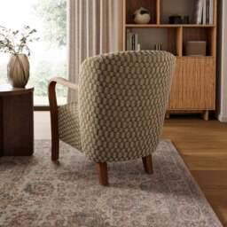 Clara Checkerboard Chenille Wooden Arm Accent Chair - thumbnail 2