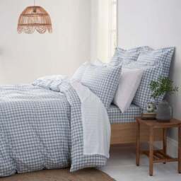 Portloe Woven Gingham 100% Cotton Duvet Cover & Pillowcase Set - thumbnail 6