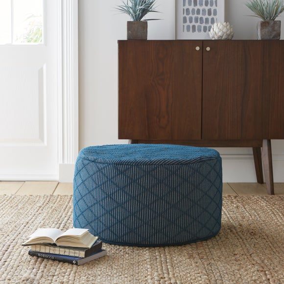 Tufted Diamond Pouffe Navy - image 1