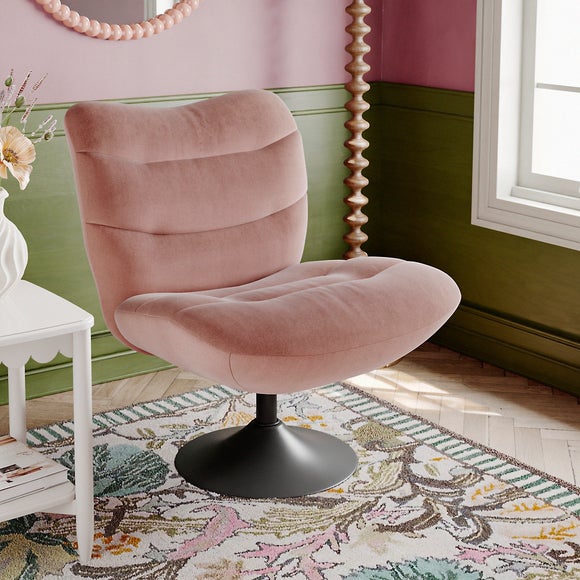 Zaley Velvet Swivel Chair - image 1
