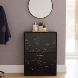 Vida Designs 2 Tier Marble Effect Shoe Cabinet - thumbnail 2