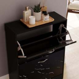 Vida Designs 2 Tier Marble Effect Shoe Cabinet - thumbnail 4