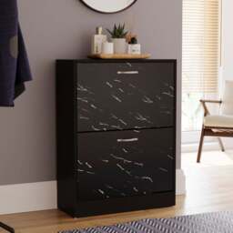 Vida Designs 2 Tier Marble Effect Shoe Cabinet - thumbnail 1