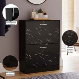 Vida Designs 2 Tier Marble Effect Shoe Cabinet - thumbnail 6