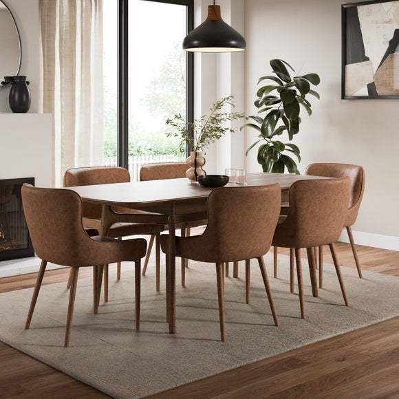 Montreal Set of 2 Fully Upholstered Dining Chairs, Faux Leather - image 1