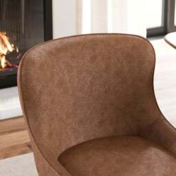 Montreal Set of 2 Fully Upholstered Dining Chairs, Faux Leather - thumbnail 3