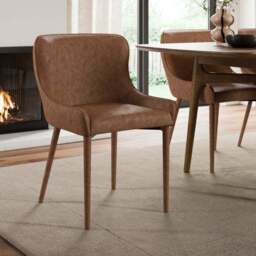Montreal Set of 2 Fully Upholstered Dining Chairs, Faux Leather - thumbnail 2