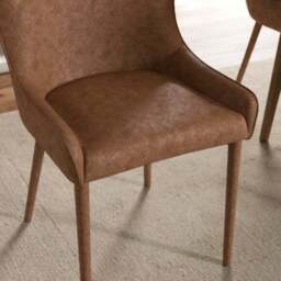 Montreal Set of 2 Fully Upholstered Dining Chairs, Faux Leather - thumbnail 4
