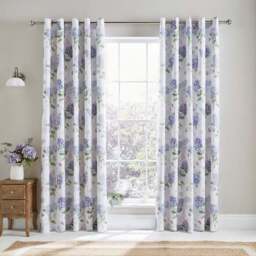 Wild Hydrangea Polycotton Eyelet Blackout Curtains - thumbnail 2