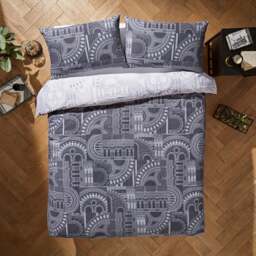 Waterhouse Charcoal Duvet Cover and Pillowcase Set - thumbnail 1