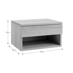 Henny 1 Drawer Floating Bedside Table, Light Oak Effect - thumbnail 6