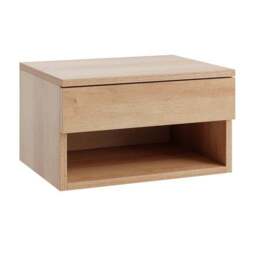 Henny 1 Drawer Floating Bedside Table, Light Oak Effect - thumbnail 5