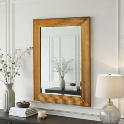 Yearn Wave Framed Bevelled Rectangle Wall Mirror - thumbnail 1