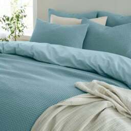 Ashton Waffle 100% Cotton Duvet Cover & Pillowcase Set - thumbnail 4