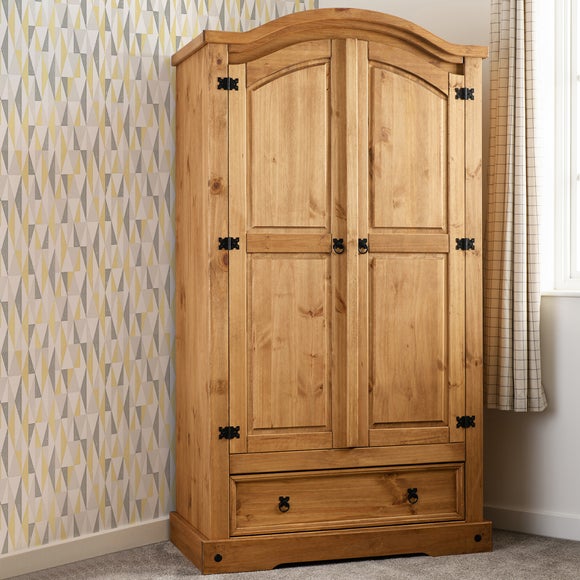 Corona Double 1 Drawer Wardrobe, Pine - image 1