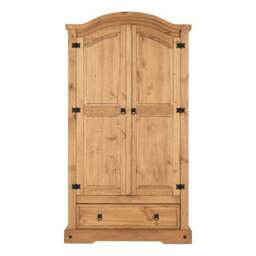 Corona Double 1 Drawer Wardrobe, Pine - thumbnail 2