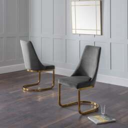 Vittoria Set of 2 Cantilever Dining Chairs, Velvet - thumbnail 1