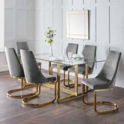 Vittoria Set of 2 Cantilever Dining Chairs, Velvet - thumbnail 2