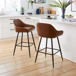 Radleigh Bar Stool, Faux Leather Tan - thumbnail 2