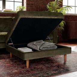 Max Velvet Square Storage Footstool - thumbnail 2