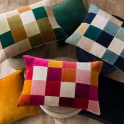Clara Patchwork Velvet Rectangle Cushion - thumbnail 6