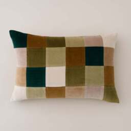 Clara Patchwork Velvet Rectangle Cushion - thumbnail 3