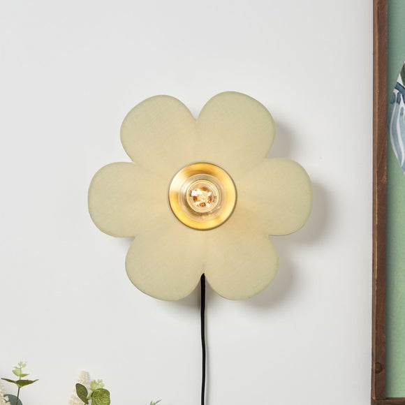 Flower Fabric Plug In Wall Light - image 1