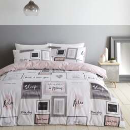 Catherine Lansfield Blush Sleep Dreams Duvet Cover and Pillowcase Set - thumbnail 1
