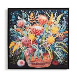Midnight Flowers Hand Finished Framed Canvas - thumbnail 3