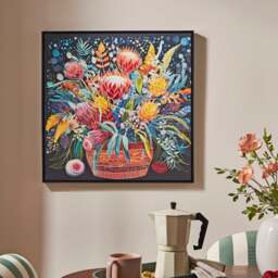 Midnight Flowers Hand Finished Framed Canvas