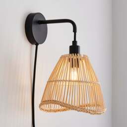Elements Jaula Rattan Plug In Wall Light - thumbnail 1