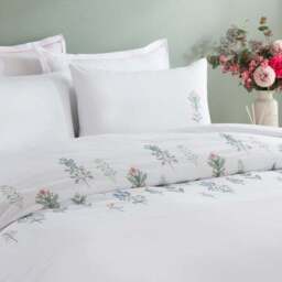 Somerset Embroidered Microfibre Duvet Cover & Pillowcase Set - thumbnail 5