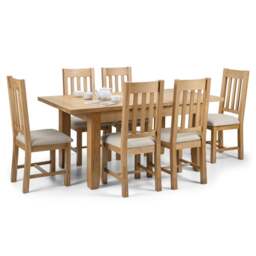 Astoria 4-6 Seater Rectangular Extendable Dining Table with 6 Hereford Chairs, Solid Oak - thumbnail 1