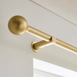 Contemporary Ball Fixed Metal Curtain Pole with Rings - thumbnail 1