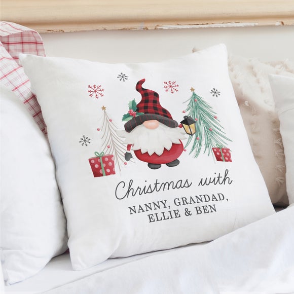 Personalised Gnome Christmas Cushion - image 1