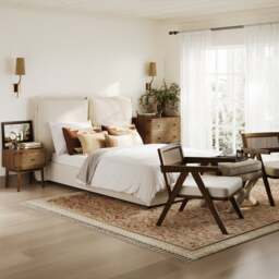 Sunday Pillow Back Bed Frame, Linen