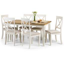 Davenport 6 Seater Rectangular Dining Table with 6 Chairs, Off White - thumbnail 1