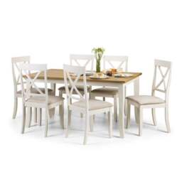 Davenport 6 Seater Rectangular Dining Table with 6 Chairs, Off White - thumbnail 2