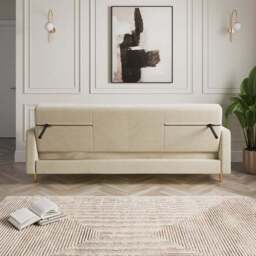Kendall Quilted Velvet Clic Clac Storage Sofa Bed - thumbnail 3