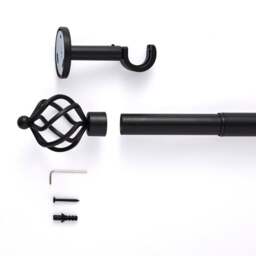 Caged Ball Extendable Metal Eyelet Curtain Pole - thumbnail 1
