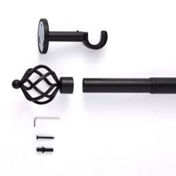 Caged Ball Extendable Metal Eyelet Curtain Pole - thumbnail 2