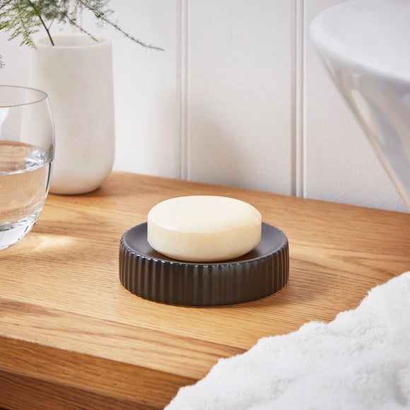 Ceramic Ribbed Soap Dish - image 1