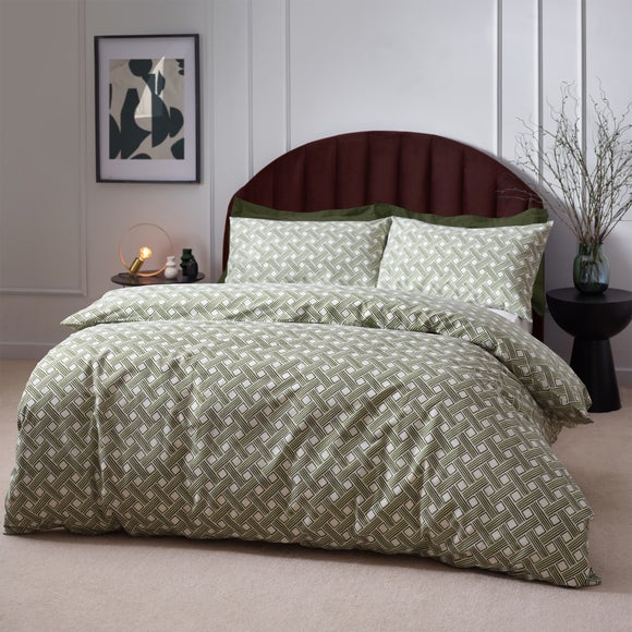 HÖEM Alexa Cotton Rich Duvet Cover & Pillowcase Set, Green - image 1