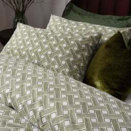 HÖEM Alexa Cotton Rich Duvet Cover & Pillowcase Set, Green - thumbnail 2