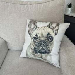 Christine Varley French Bulldog Fawn Square Cushion - thumbnail 1