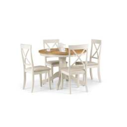 Davenport 4 Seater Round Pedestal Dining Table with 4 Chairs, Off White - thumbnail 4
