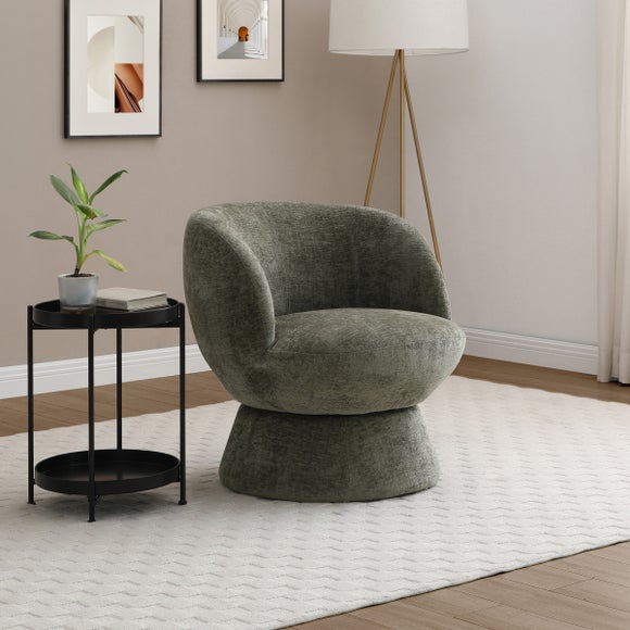 Tulip Chenille Curved Swivel Accent Chair - image 1
