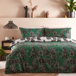 Furn. Wildcat Duvet Cover and Pillowcase Set Jungle Green