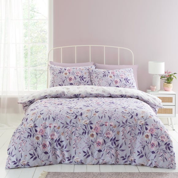 Catherine Lansfield Isadora Floral Lilac Duvet Cover and Pillowcase Set - image 1