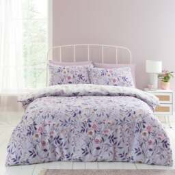 Catherine Lansfield Isadora Floral Lilac Duvet Cover and Pillowcase Set - thumbnail 1